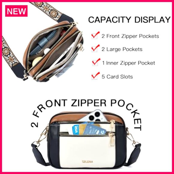 Small Vegan Leather Crossbody Bag Adjustable Strap Daily Use Lightweight - Picture 6 of 8